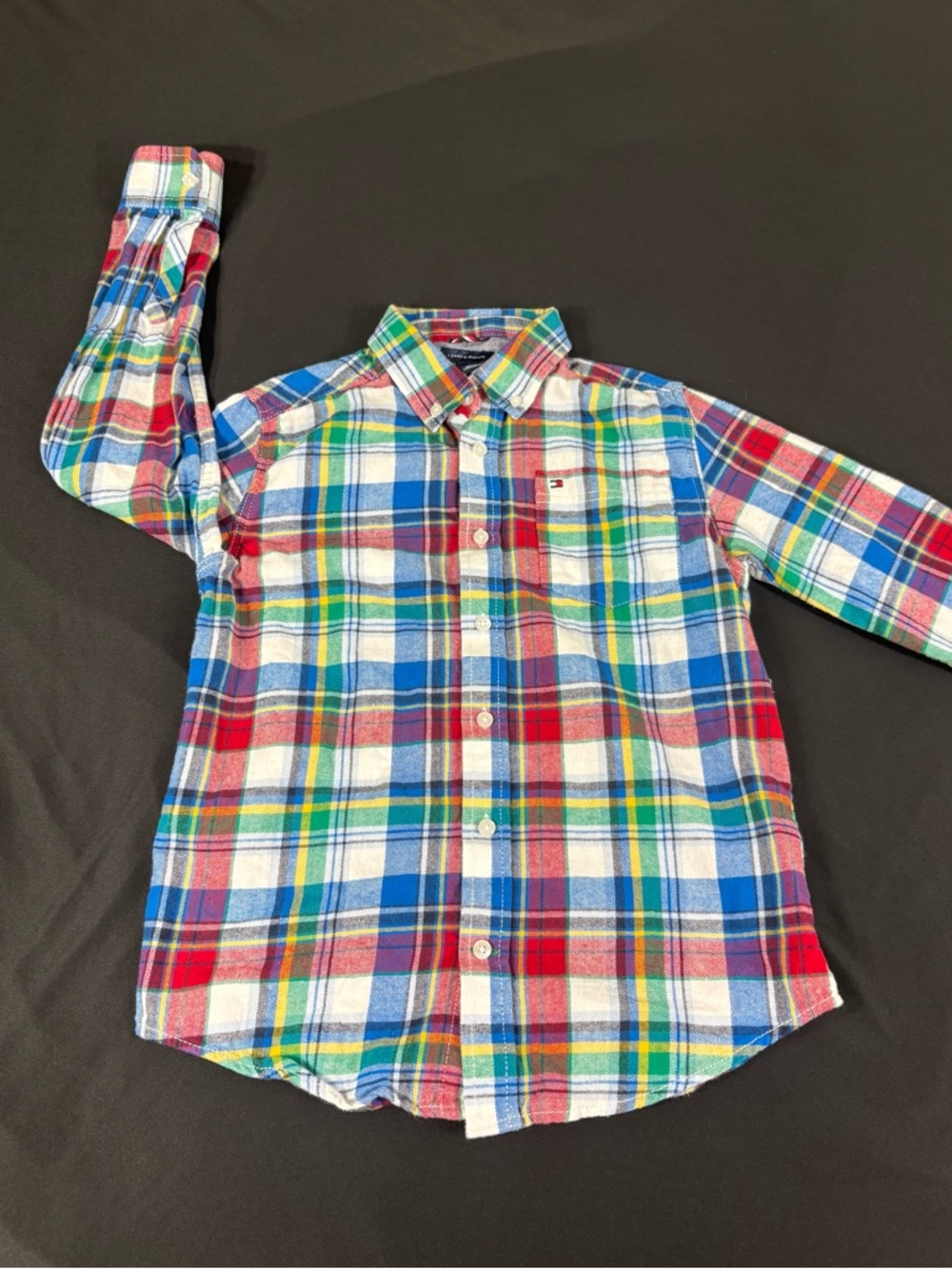 Tommy Hilfiger Boys Multicolor Plaid L/S Button Up Flannel Shirt M (12-14)